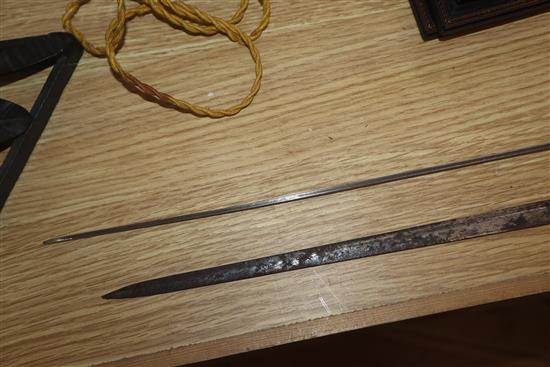 A bamboo swordstick and a cane swordstick, early 20th century